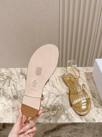 CD Diorissime Sandal Gold Metalic Lambskin 483071