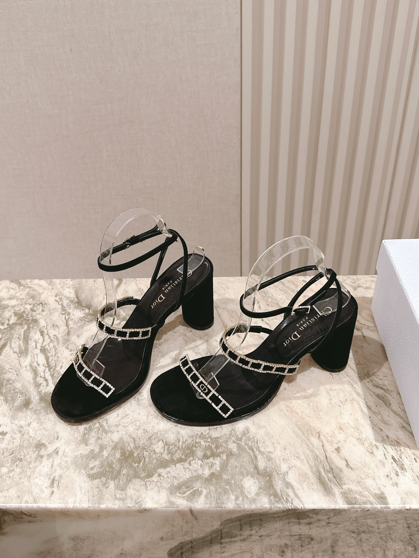 CD Diorissime Heeled Sandal 85mm Black Lamskin 483072