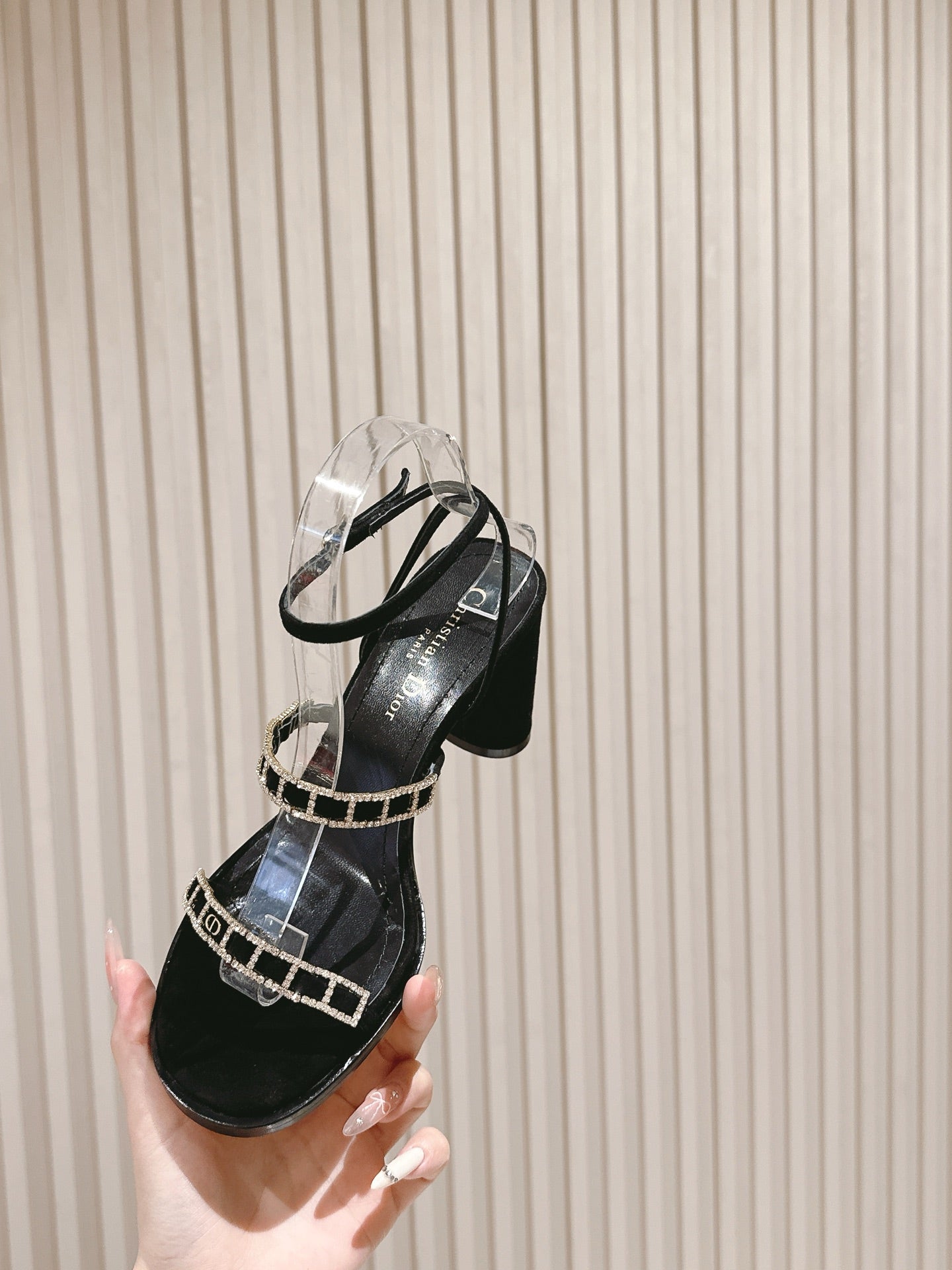 CD Diorissime Heeled Sandal 85mm Black Lamskin 483072