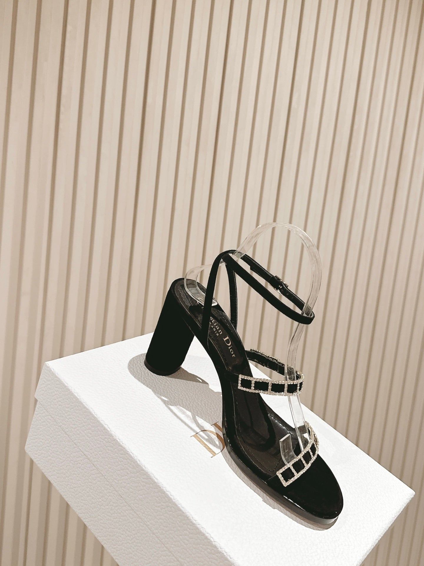 CD Diorissime Heeled Sandal 85mm Black Lamskin 483072