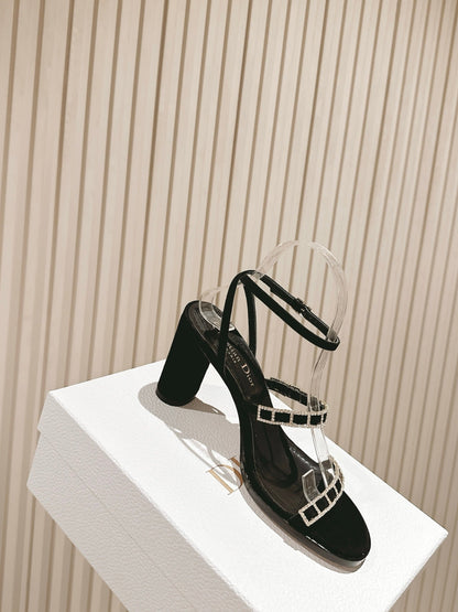 CD Diorissime Heeled Sandal 85mm Black Lamskin 483072