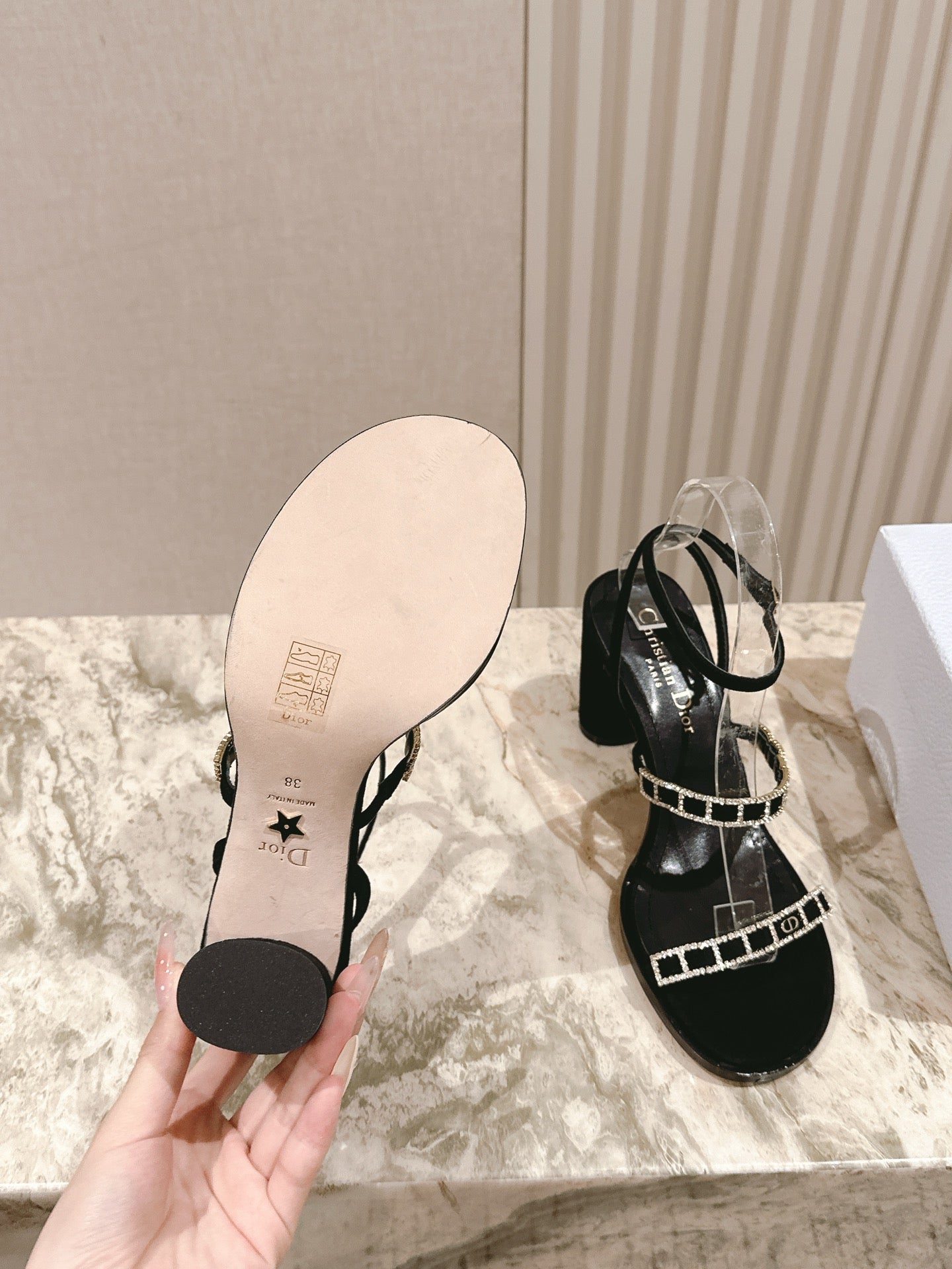 CD Diorissime Heeled Sandal 85mm Black Lamskin 483072