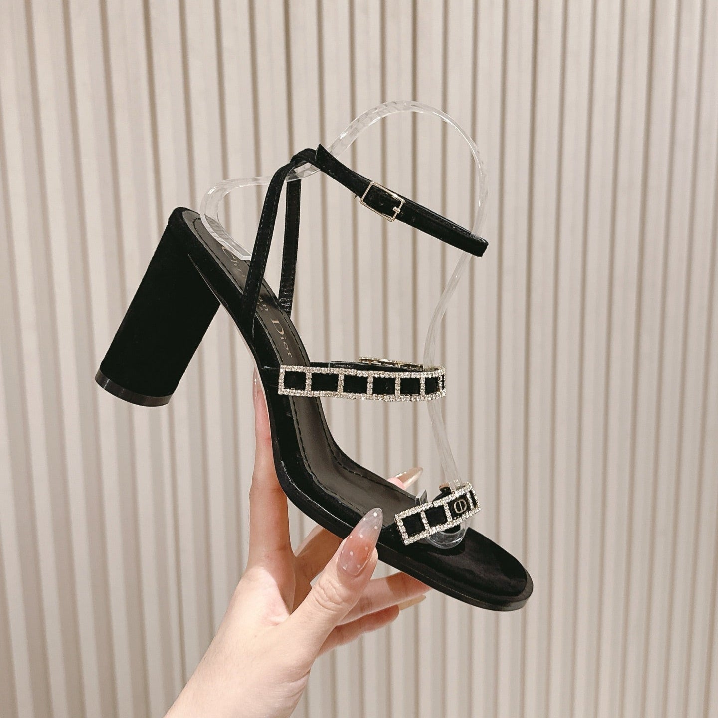 CD Diorissime Heeled Sandal 85mm Black Lamskin 483072