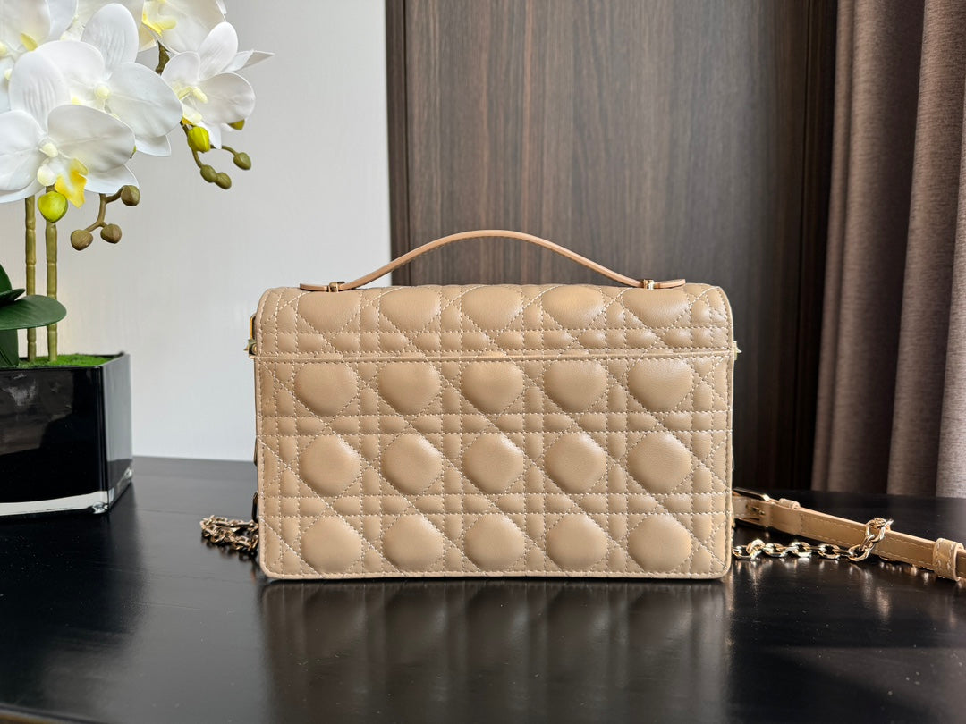 MY CD 24 TOP HANDLE BAG BEIGE LAMBSKIN