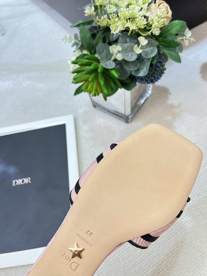 dway heeled slide 35 embroidered cotton pink miss cd alllover motif