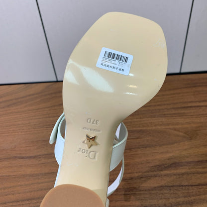 CD J'Adior High-Heel Sandals 8cm White Cowhide Canvas 793127