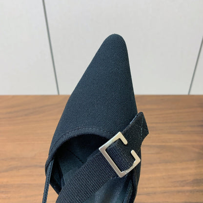 Prada 2026 Pumps 25mm Canvas Metal Buckles Logo 793081