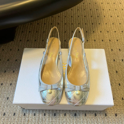 CD 26s Dior Ballet Slingback Pump 3cm Sliver Cowhide 622214
