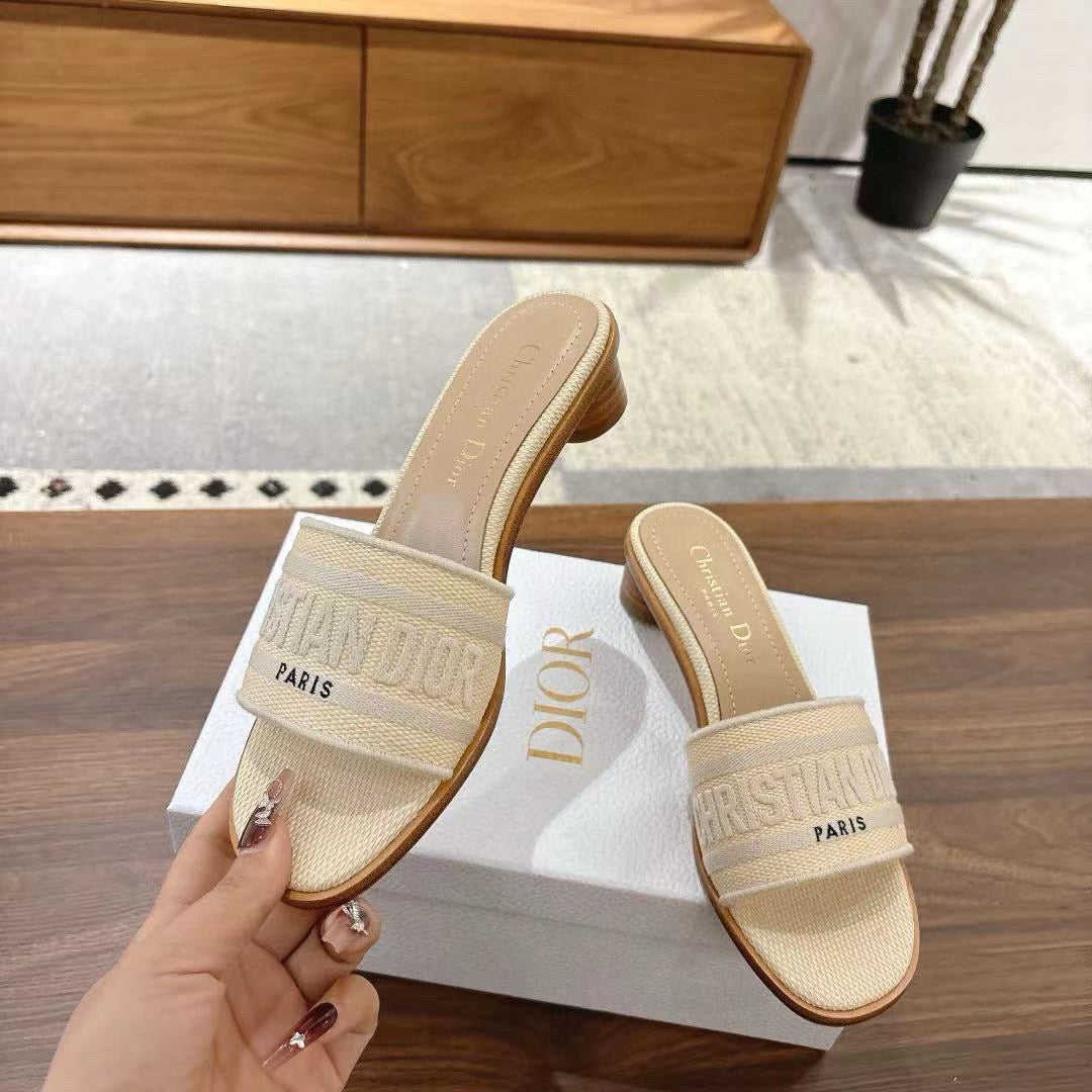 CD 26s Embroidered Sandals Canvas Sheepskin 664321
