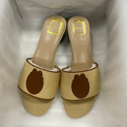 CD Médaillon Slide 4.5cm Beige Brown Canvas Leather 911238