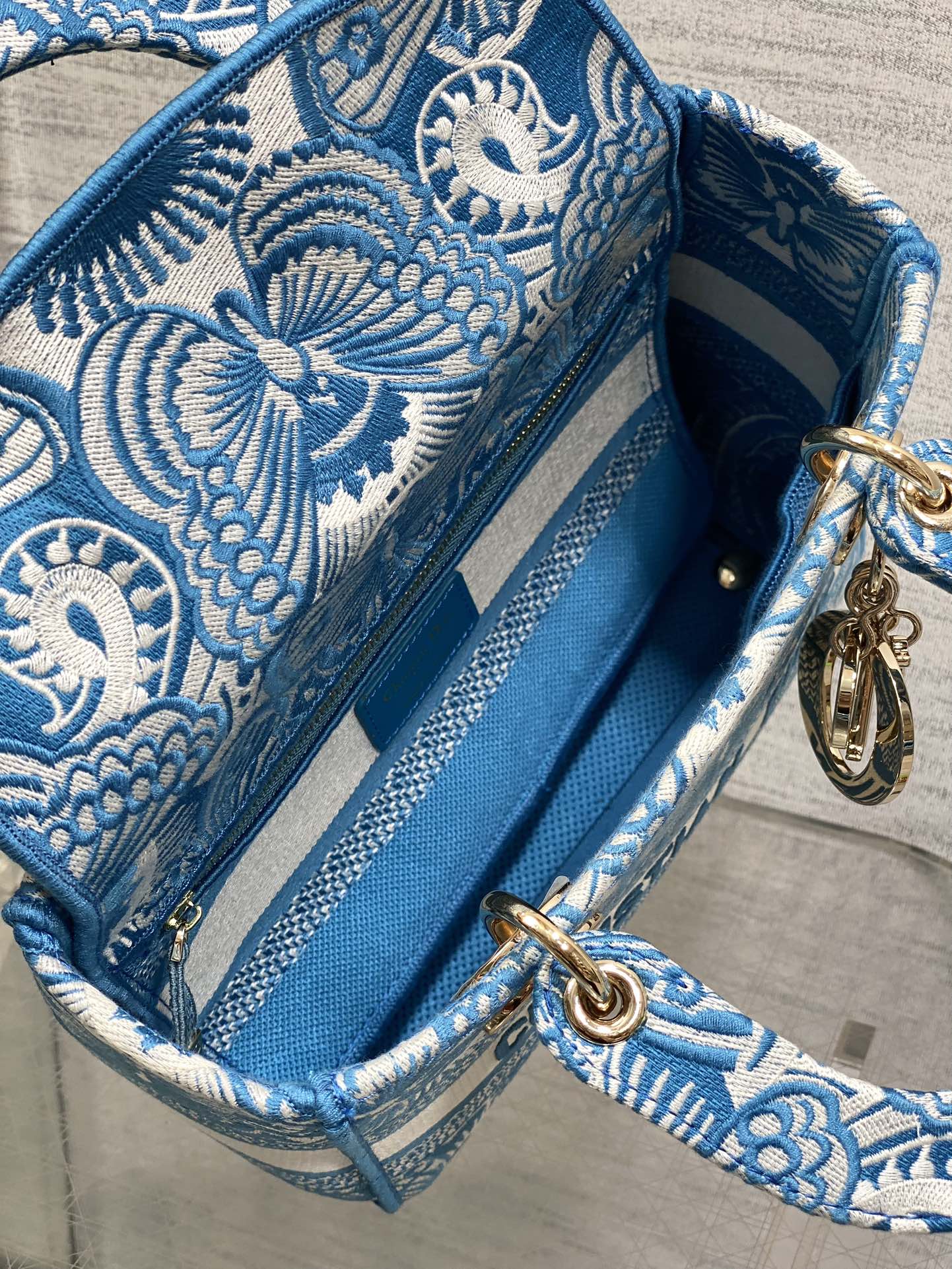CD Medium Lady D-Lite Butterfly Motif Blue White Cotton