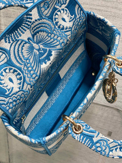 CD Medium Lady D-Lite Butterfly Motif Blue White Cotton