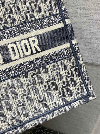CD Medium Dior Book Tote Light Blue Denim Oblique Jacquard