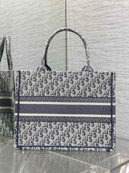 CD Medium Dior Book Tote Light Blue Denim Oblique Jacquard