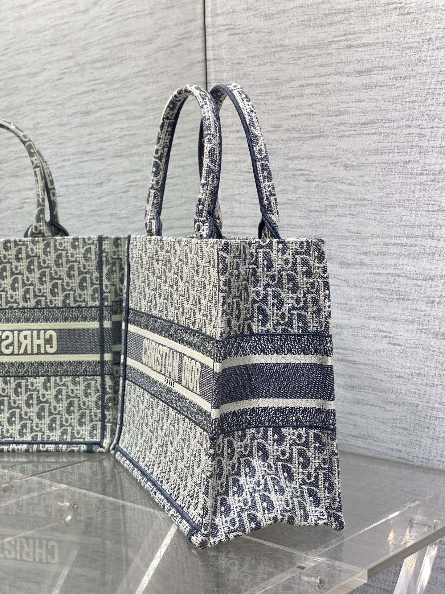 CD Medium Dior Book Tote Light Blue Denim Oblique Jacquard