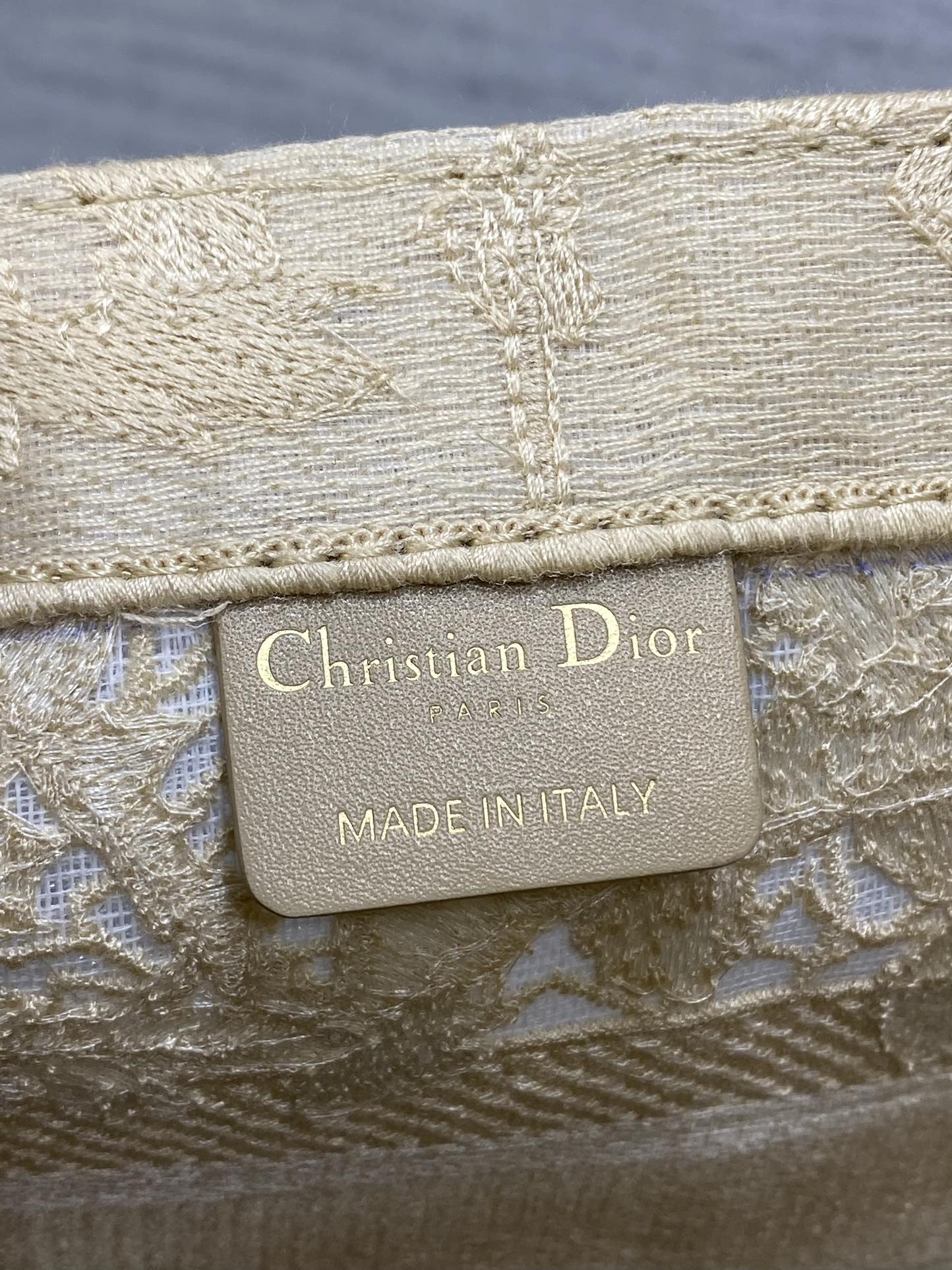 CD Small Dior Book Tote Scotland’s National Flower Pattern Beige Cotton