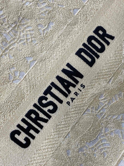 CD Small Dior Book Tote Scotland’s National Flower Pattern Beige Cotton