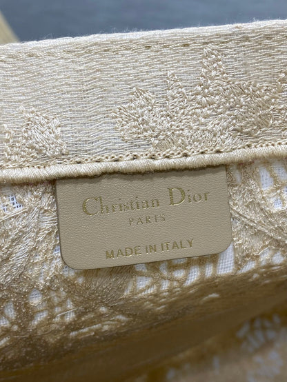 CD Medium Dior Book Tote Scotland’s National Flower Pattern Beige Cotton