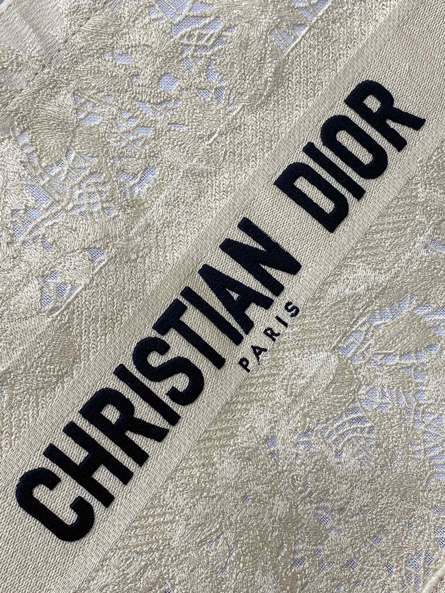 CD Small Dior Book Tote Scotland’s National Flower Pattern Beige Cotton