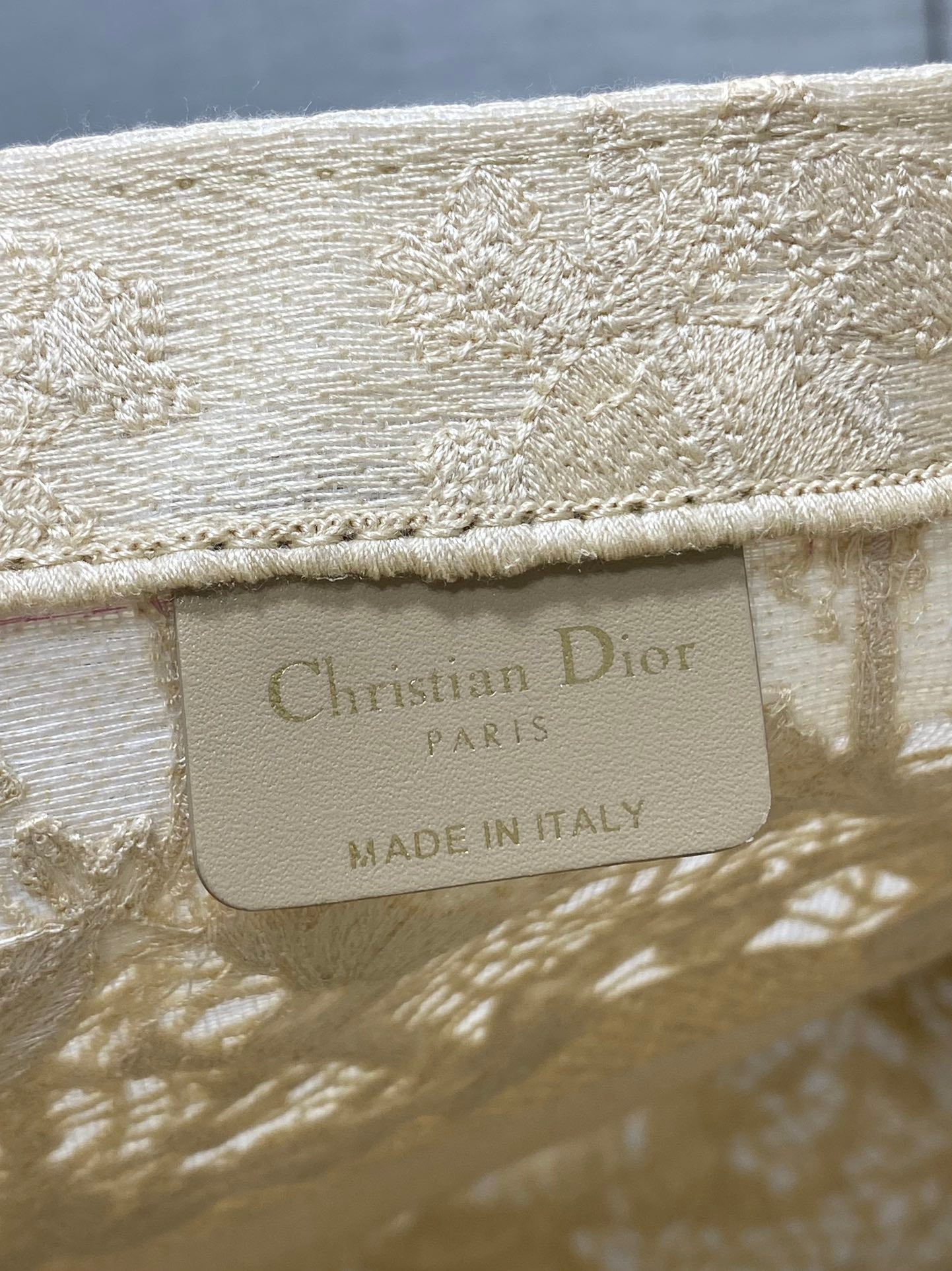 CD Large Dior Book Tote Scotland’s National Flower Pattern Beige Cotton
