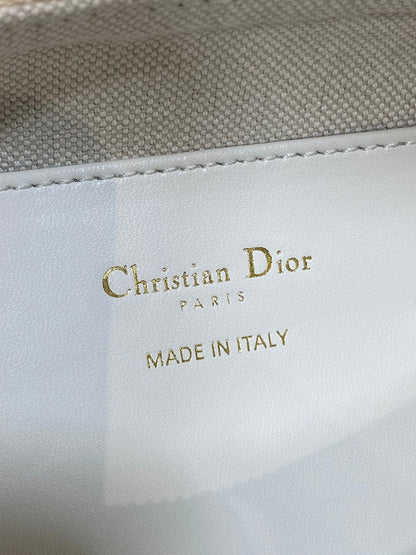 Dior 2025 Bag 19cm Blue mix White Oblique Fabric mix Leather 272832