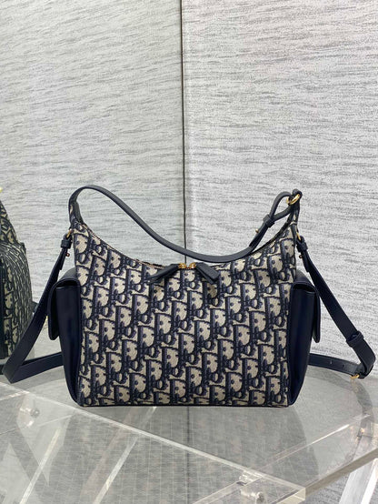 CD Medium Dream Bag 24 Blue Oblique Jacquard and Calfskin