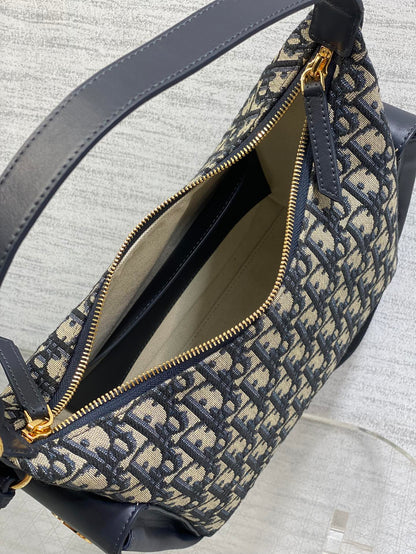CD Medium Dream Bag 24 Blue Oblique Jacquard and Calfskin