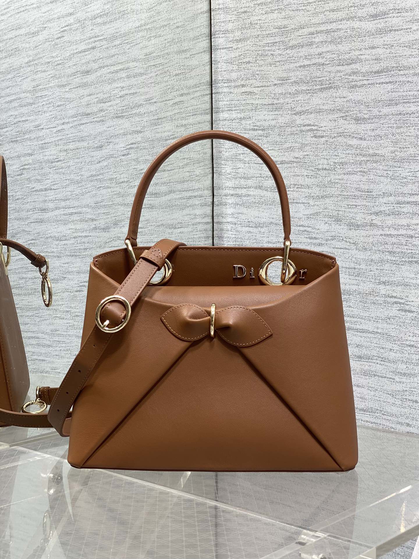 CD 26SS Bow-Adorned Bag Brown Calfskin 272511