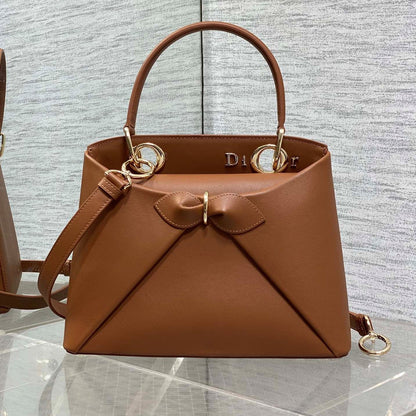 CD 26SS Bow-Adorned Bag Brown Calfskin 272511