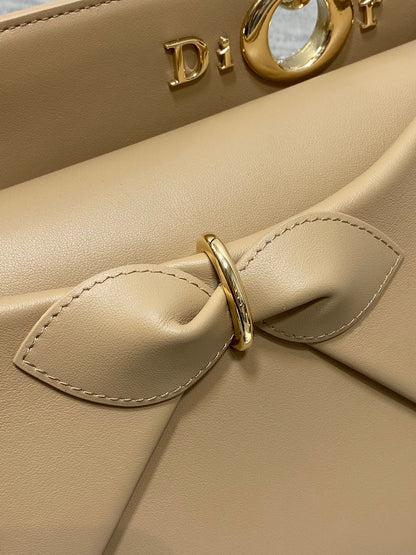 CD 26SS Bow-Adorned Bag Khaki Brown Calfskin 272513