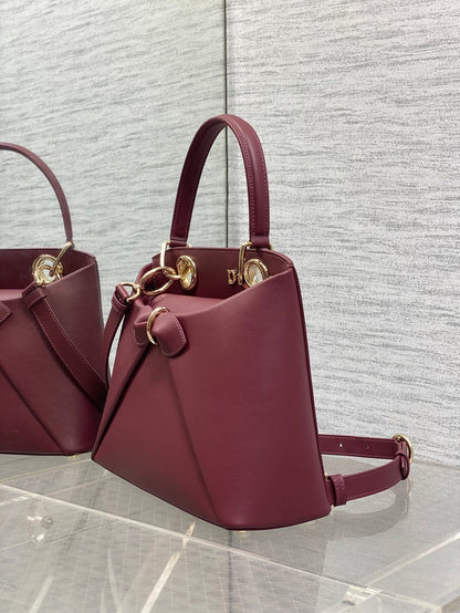 CD 26SS Bow-Adorned Bag Burgundy Calfskin 272517