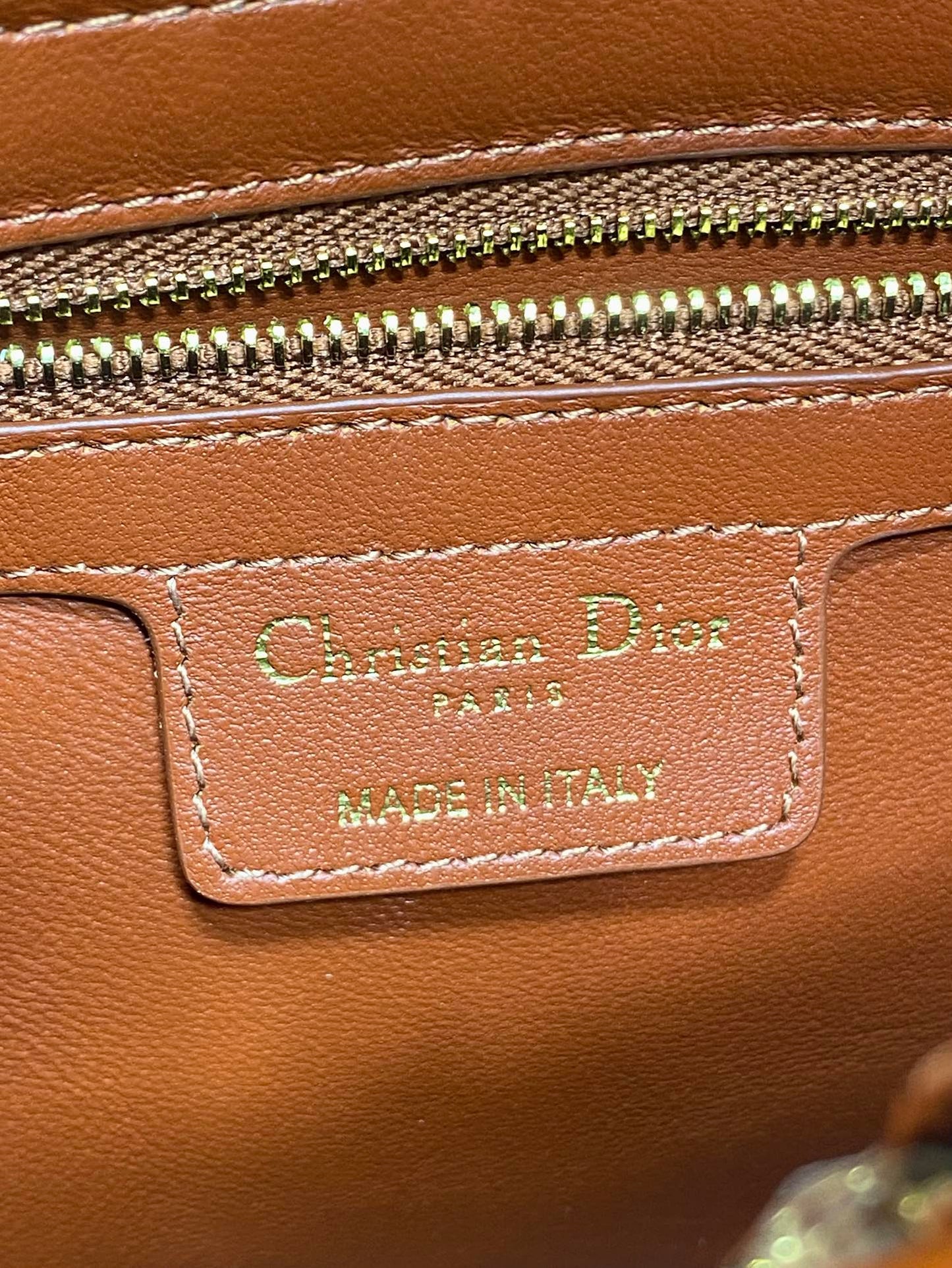 CD 26SS Bow-Adorned Bag Brown Glossy Crocodile Pattern Embossed Calfskin 272523