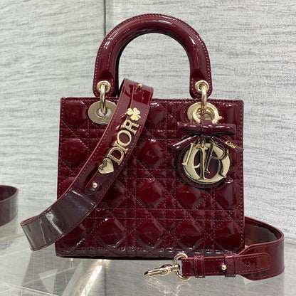 Dior 2026 Bow Lady Dior 20cm Red Patent Leather 289215