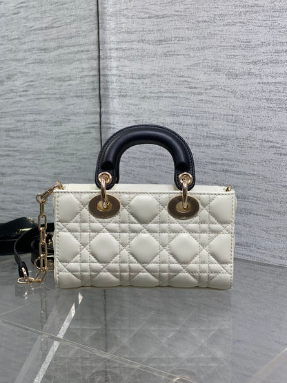 Dior 2026 Bow D-Joy Micro Bag White Black Lambskin 284127