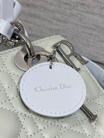 Dior 2026 Bow Lady Dior 20cm Green mix Blue Cannage Lambskin 286579