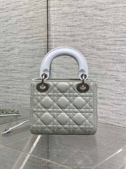 Dior 2026 Mini Lady Dior Bag Grey Charcoal Lambskin 286581