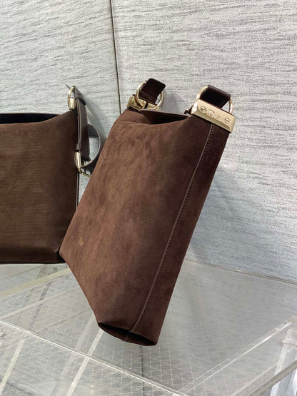 Dior Medium Diorly Bag Coffee Suede 286588