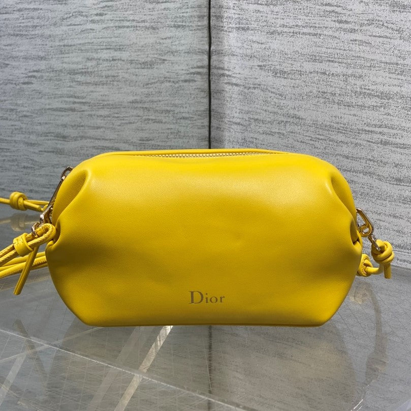 CD Bow Pouch Yellow Lambskin 286625