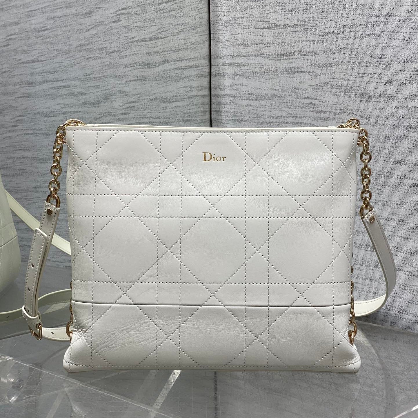 Dior Trianon Bag White Macrocannage Lambskin 286604