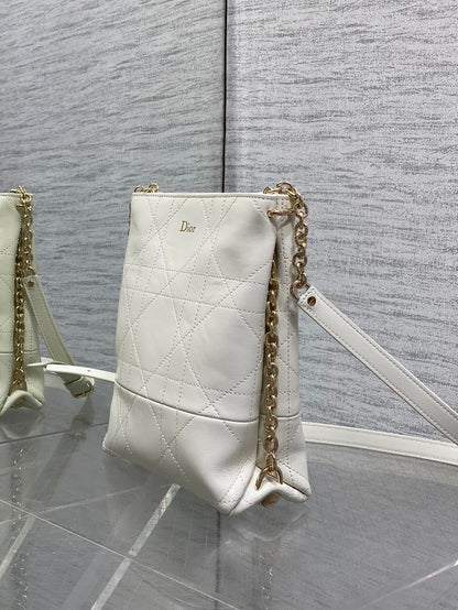 Dior Small Vertical Bag White Macrocannage Lambskin 286606