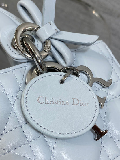 Dior 2026 Bow D-Joy Micro Bag 22cm Glacier Blue Lambskin