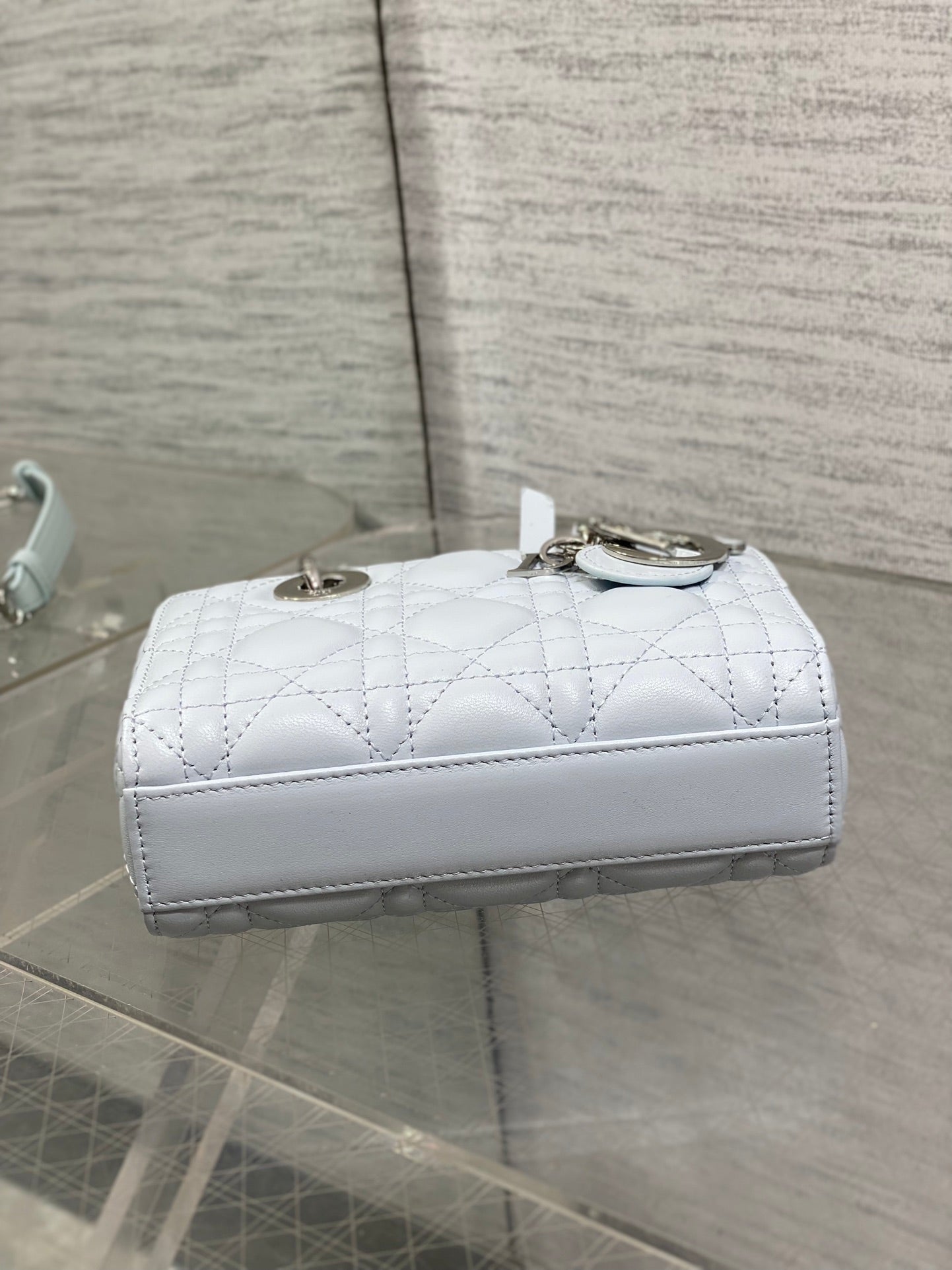 Dior 2026 Bow D-Joy Micro Bag 16cm Glacier Blue Lambskin