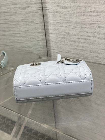Dior 2026 Bow D-Joy Micro Bag 16cm Glacier Blue Lambskin