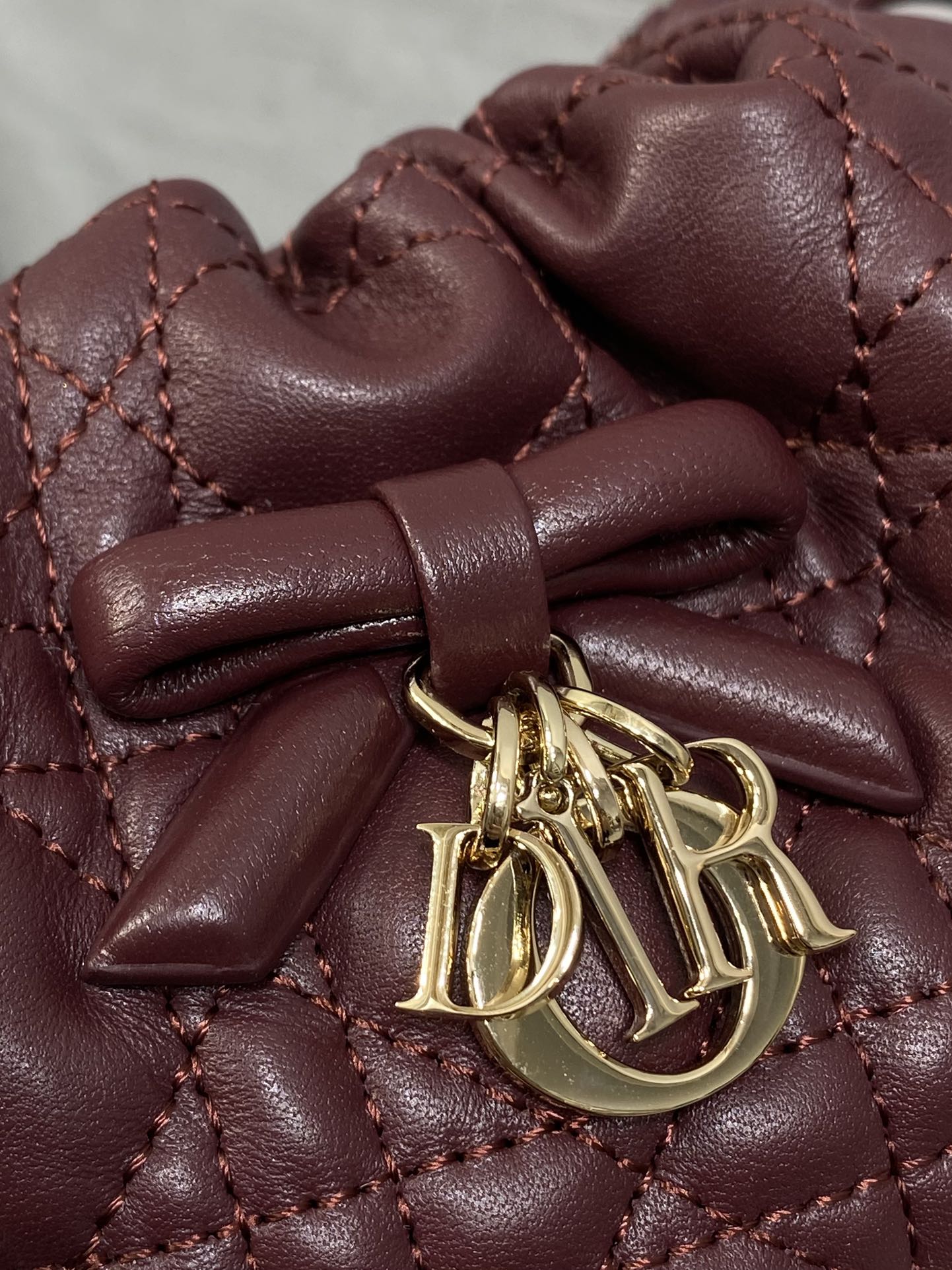 CD Adiorable Mini Bucket Bag Burgundy Lambskin 286633