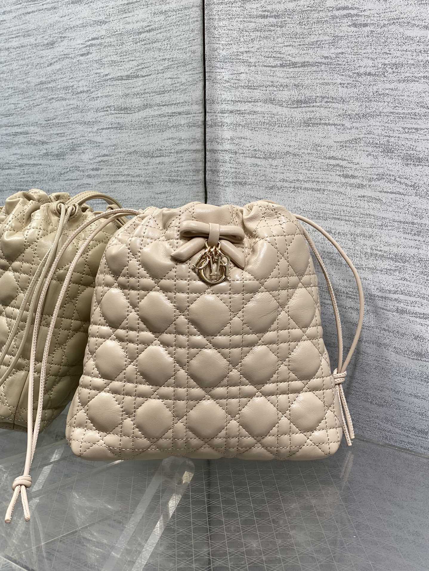 CD Adiorable Mini Bucket Bag Beige Lambskin 286639