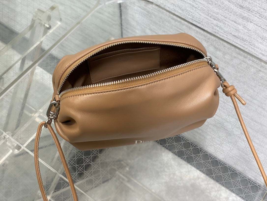 Dior 2026 Bow Pouch 20cm Camel Lambskin 286631