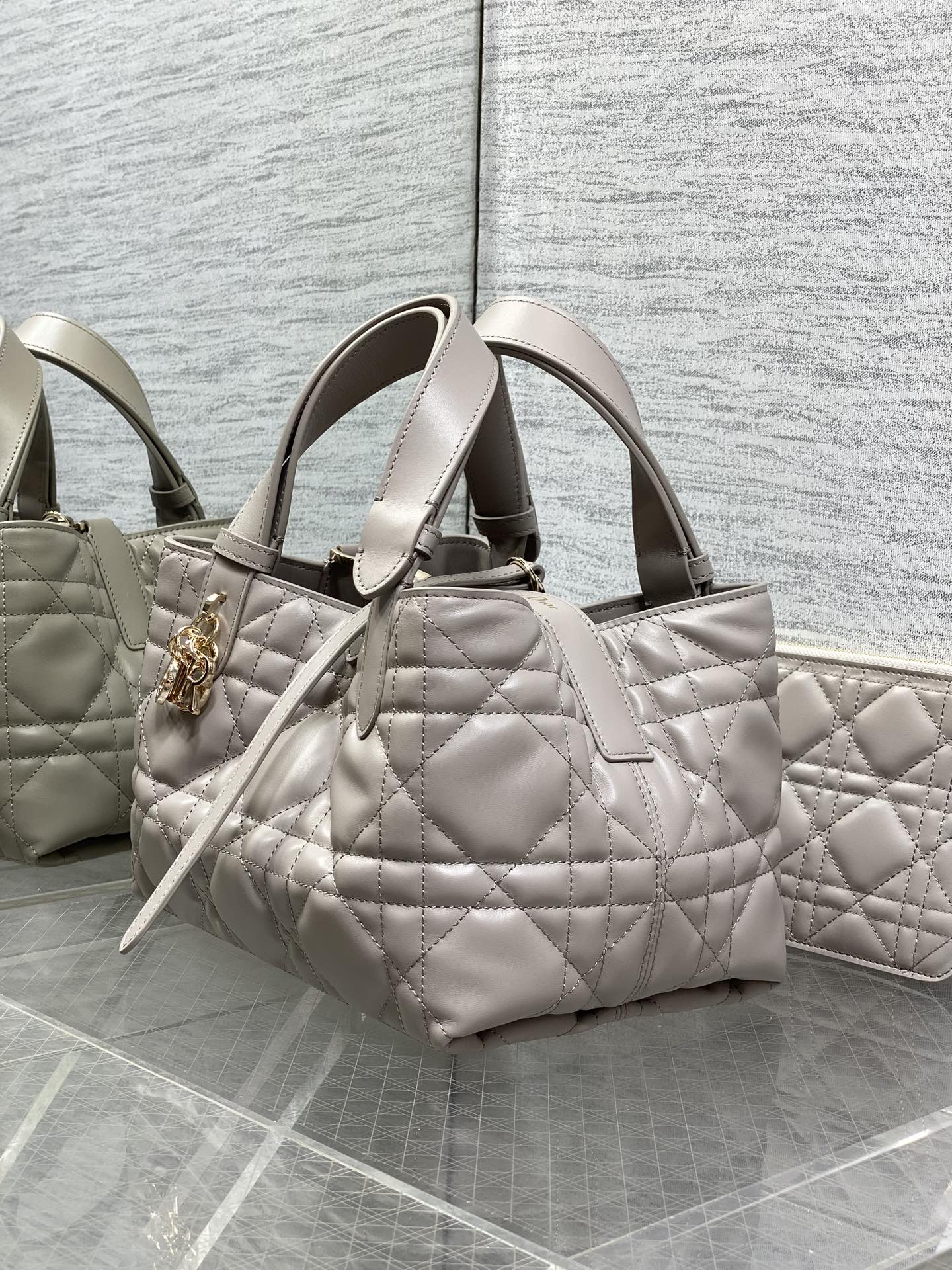 CD Toujours Bag 23cm Charcoal Gray Calfskin 286662