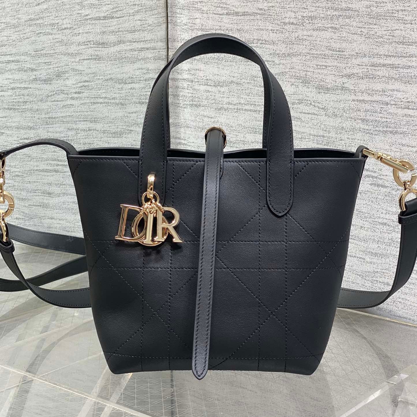 CD Toujours Bag 18cm Black Macrocannage Lambskin 286515
