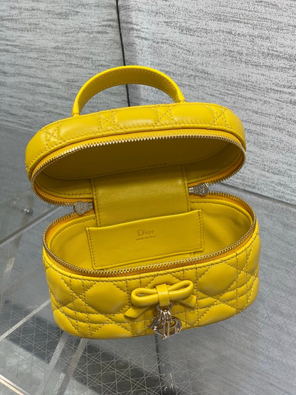 Dior 2026 Vanity Bag 17.5cm Yellow Cannage Lambskin 286426