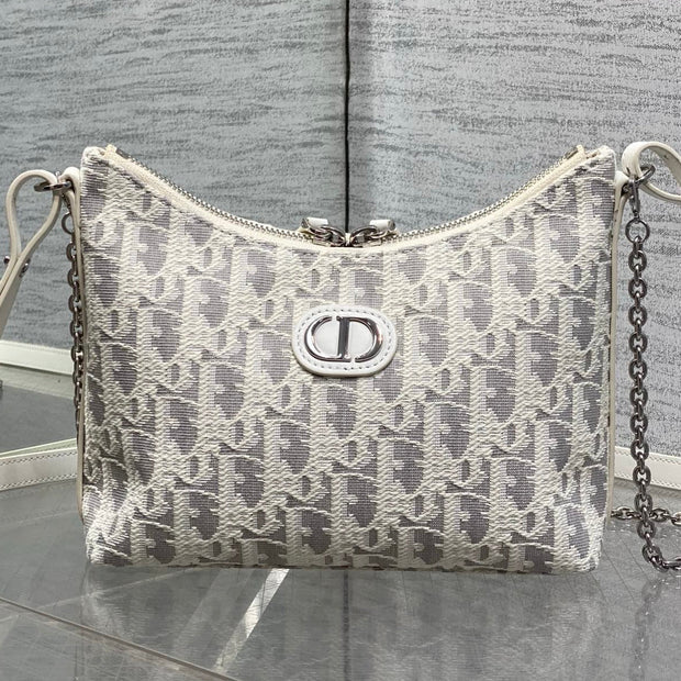 CD Diorling 19cm Bag White Grey Cotton Calfskin 289144